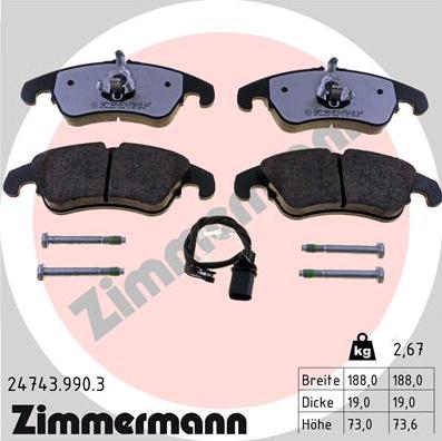 Zimmermann 24743.990.3 - Kit pastiglie freno, Freno a disco autozon.pro