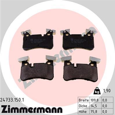 Zimmermann 24733.150.1 - Kit pastiglie freno, Freno a disco autozon.pro