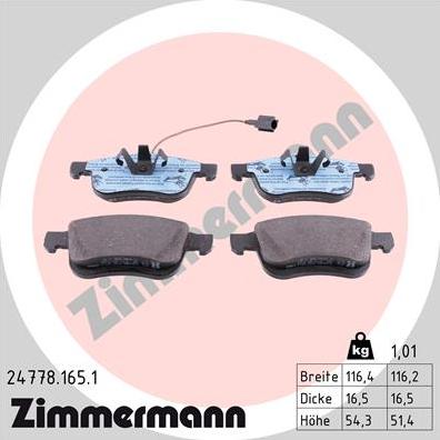 Zimmermann 24778.165.1 - Kit pastiglie freno, Freno a disco autozon.pro