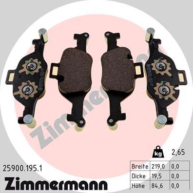 Zimmermann 25900.195.1 - Kit pastiglie freno, Freno a disco autozon.pro