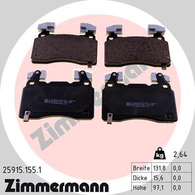 Zimmermann 25915.155.1 - Kit pastiglie freno, Freno a disco autozon.pro