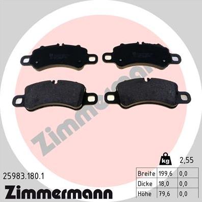 Zimmermann 25983.180.1 - Kit pastiglie freno, Freno a disco autozon.pro