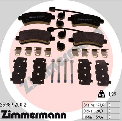 Zimmermann 25987.200.2 - Kit pastiglie freno, Freno a disco autozon.pro