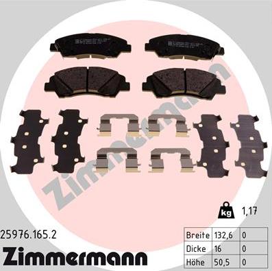 Zimmermann 25976.165.2 - Kit pastiglie freno, Freno a disco autozon.pro