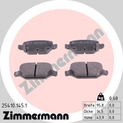 Zimmermann 25410.145.1 - Kit pastiglie freno, Freno a disco autozon.pro