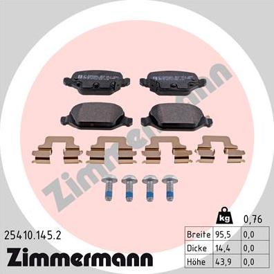 Zimmermann 25410.145.2 - Kit pastiglie freno, Freno a disco autozon.pro