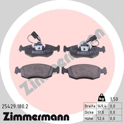 Zimmermann 25429.180.2 - Kit pastiglie freno, Freno a disco autozon.pro