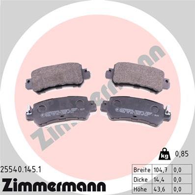 Zimmermann 25540.145.1 - Kit pastiglie freno, Freno a disco autozon.pro