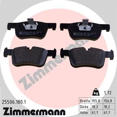 Zimmermann 25506.180.1 - Kit pastiglie freno, Freno a disco autozon.pro