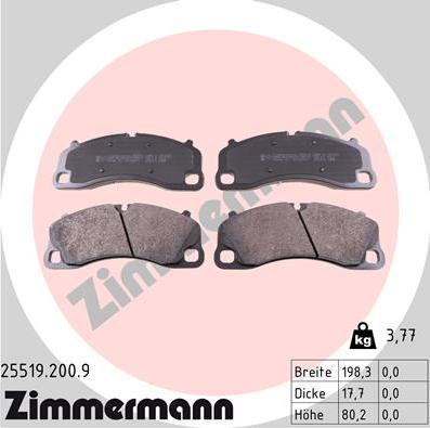 Zimmermann 25519.200.9 - Kit pastiglie freno, Freno a disco autozon.pro