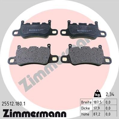 Zimmermann 25512.180.1 - Kit pastiglie freno, Freno a disco autozon.pro