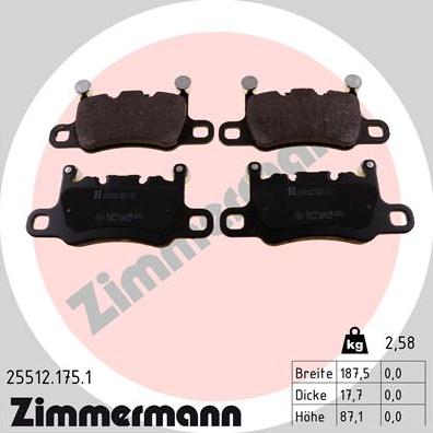 Zimmermann 25512.175.1 - Kit pastiglie freno, Freno a disco autozon.pro