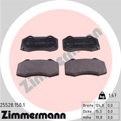 Zimmermann 25528.150.1 - Kit pastiglie freno, Freno a disco autozon.pro