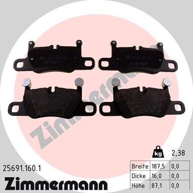 Zimmermann 25691.160.1 - Kit pastiglie freno, Freno a disco autozon.pro