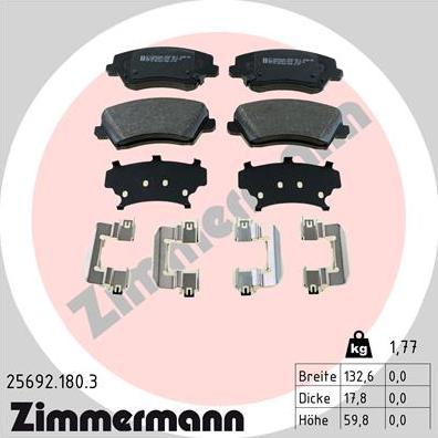 Zimmermann 25692.180.3 - Kit pastiglie freno, Freno a disco autozon.pro