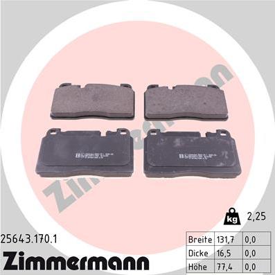 Zimmermann 25643.170.1 - Kit pastiglie freno, Freno a disco autozon.pro