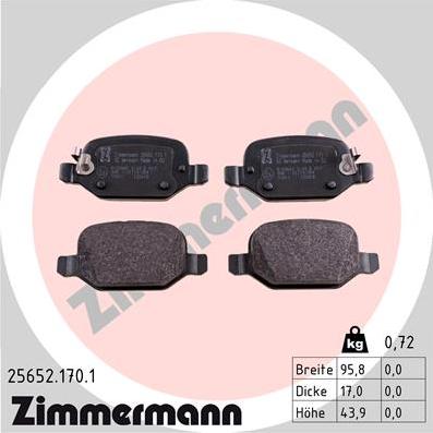 Zimmermann 25652.170.1 - Kit pastiglie freno, Freno a disco autozon.pro