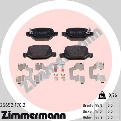 Zimmermann 25652.170.2 - Kit pastiglie freno, Freno a disco autozon.pro