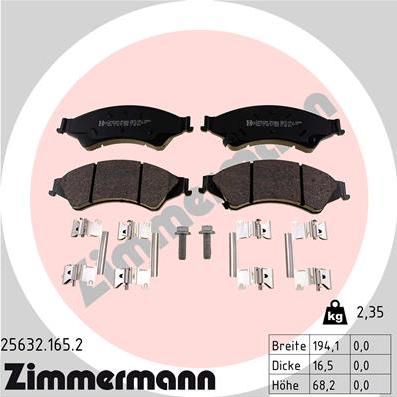 Zimmermann 25632.165.2 - Kit pastiglie freno, Freno a disco autozon.pro