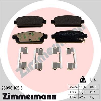 Zimmermann 25096.165.3 - Kit pastiglie freno, Freno a disco autozon.pro