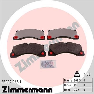 Zimmermann 25007.968.1 - Kit pastiglie freno, Freno a disco autozon.pro