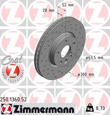 Zimmermann 250.1360.52 - Discofreno autozon.pro