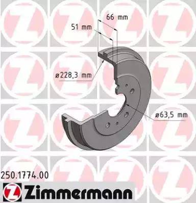 Zimmermann 250.1774.00 - Tamburo freno autozon.pro