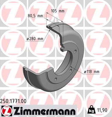 Zimmermann 250.1771.00 - Tamburo freno autozon.pro