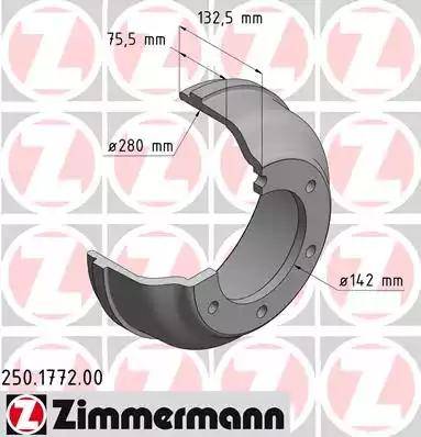 Zimmermann 250.1772.00 - Tamburo freno autozon.pro