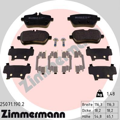 Zimmermann 25071.190.2 - Kit pastiglie freno, Freno a disco autozon.pro