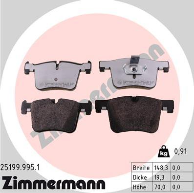 Zimmermann 25199.995.1 - Kit pastiglie freno, Freno a disco autozon.pro