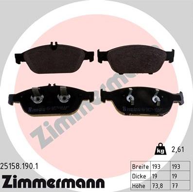 Zimmermann 25158.190.1 - Kit pastiglie freno, Freno a disco autozon.pro