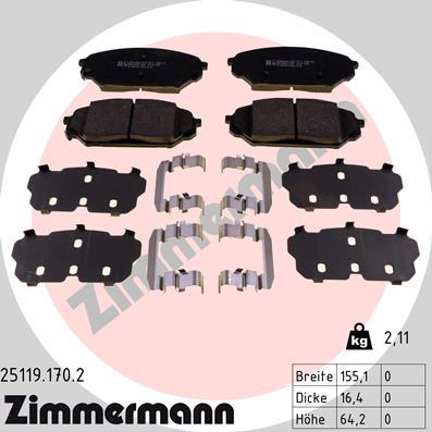 Zimmermann 25119.170.2 - Kit pastiglie freno, Freno a disco autozon.pro