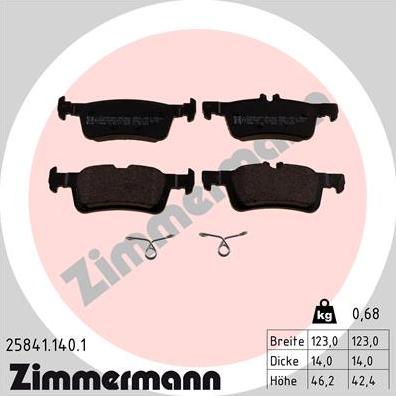 Zimmermann 25841.140.1 - Kit pastiglie freno, Freno a disco autozon.pro