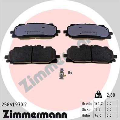 Zimmermann 25861.970.2 - Kit pastiglie freno, Freno a disco autozon.pro