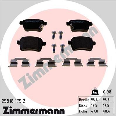 Zimmermann 25818.175.2 - Kit pastiglie freno, Freno a disco autozon.pro