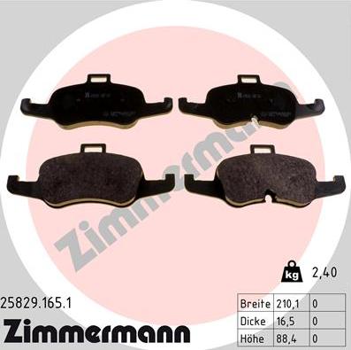 Zimmermann 25829.165.1 - Kit pastiglie freno, Freno a disco autozon.pro