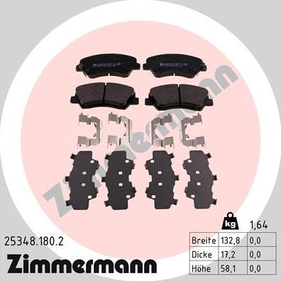 Zimmermann 25348.180.2 - Kit pastiglie freno, Freno a disco autozon.pro