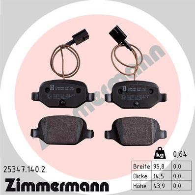 Zimmermann 25347.140.2 - Kit pastiglie freno, Freno a disco autozon.pro