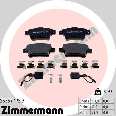 Zimmermann 25357.175.3 - Kit pastiglie freno, Freno a disco autozon.pro