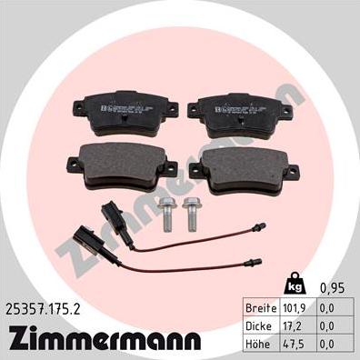 Zimmermann 25357.175.2 - Kit pastiglie freno, Freno a disco autozon.pro