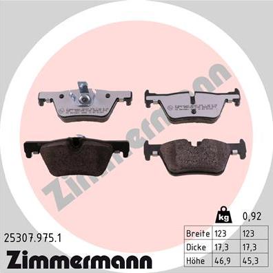 Zimmermann 25307.975.1 - Kit pastiglie freno, Freno a disco autozon.pro