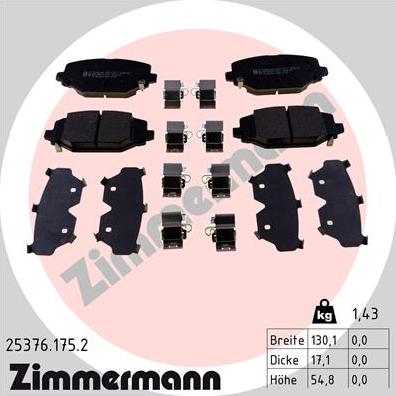 Zimmermann 25376.175.2 - Kit pastiglie freno, Freno a disco autozon.pro