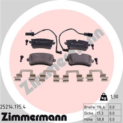 Zimmermann 25214.175.4 - Kit pastiglie freno, Freno a disco autozon.pro