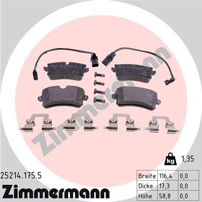 Zimmermann 25214.175.5 - Kit pastiglie freno, Freno a disco autozon.pro