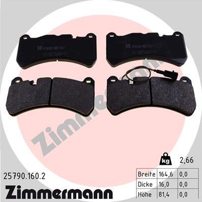 Zimmermann 25790.160.2 - Kit pastiglie freno, Freno a disco autozon.pro