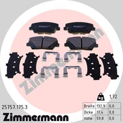 Zimmermann 25757.175.3 - Kit pastiglie freno, Freno a disco autozon.pro