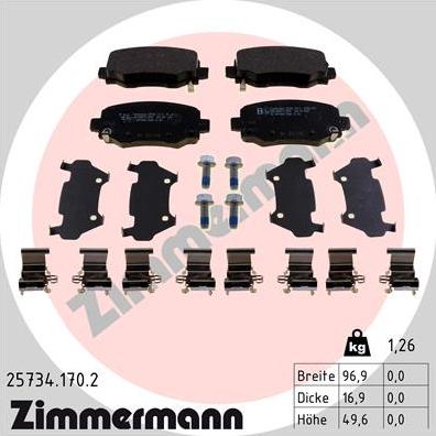 Zimmermann 25734.170.2 - Kit pastiglie freno, Freno a disco autozon.pro