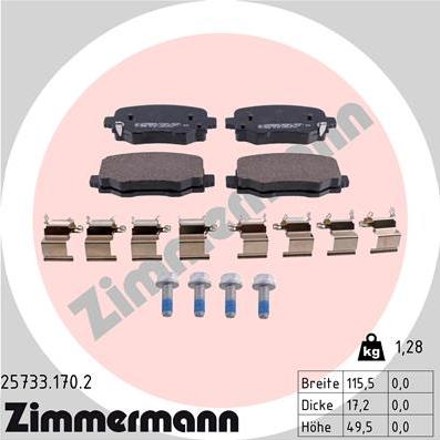 Zimmermann 25733.170.2 - Kit pastiglie freno, Freno a disco autozon.pro