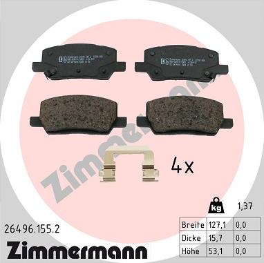 Zimmermann 26496.155.2 - Kit pastiglie freno, Freno a disco autozon.pro